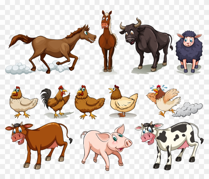 Cattle Chicken Sheep Pig Horse Farm Animals Animal In The Farm
