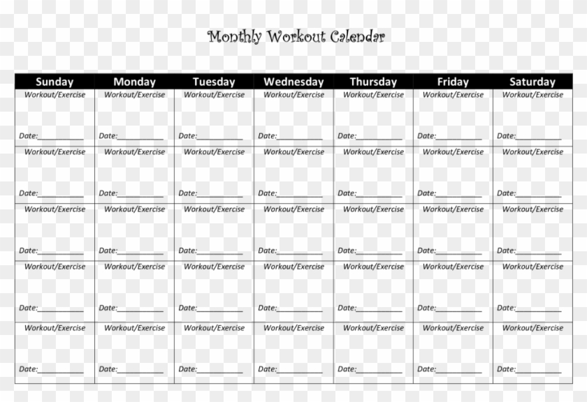 Monthly Workout Chart