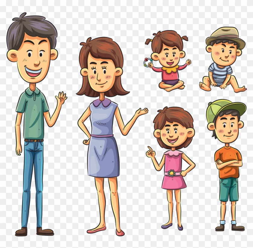 Cartoon Family Drawing Illustration - Family Cartoon Free, HD Png Download  - 973x907(#6039466) - PngFind