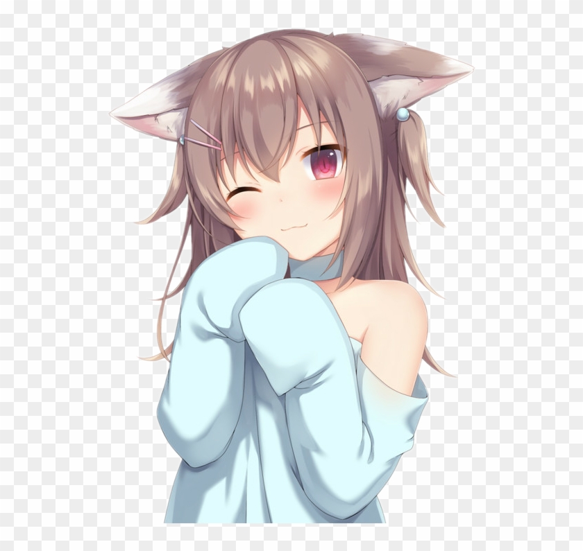 Nekogirl Sticker - Cute Anime Girl With Brown Hair, HD Png Download -  531x715(#6042373) - PngFind