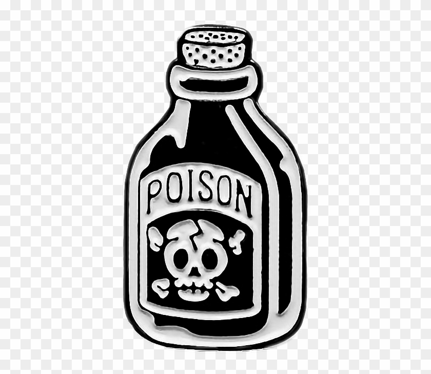 #poison #bottle #death #art #patch #patches #black - Poison Pin, HD Png