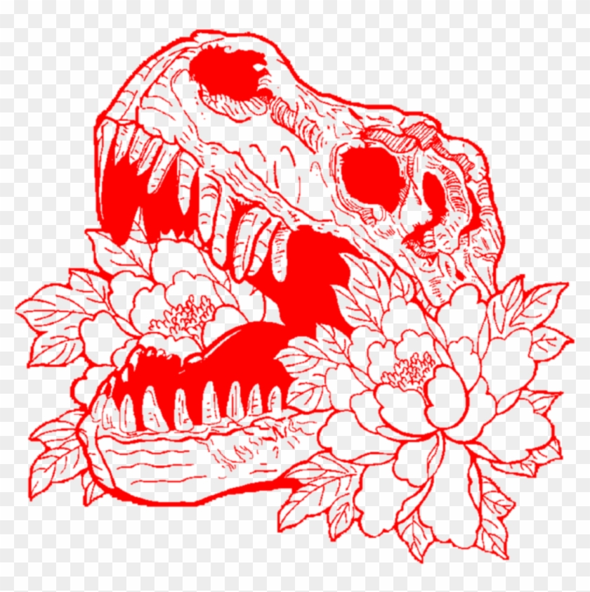 Aesthetic Red Skull Skeleton Flower Flowers Rose Roses Aesthetic Flower Drawing Hd Png Download 1024x978 Pngfind