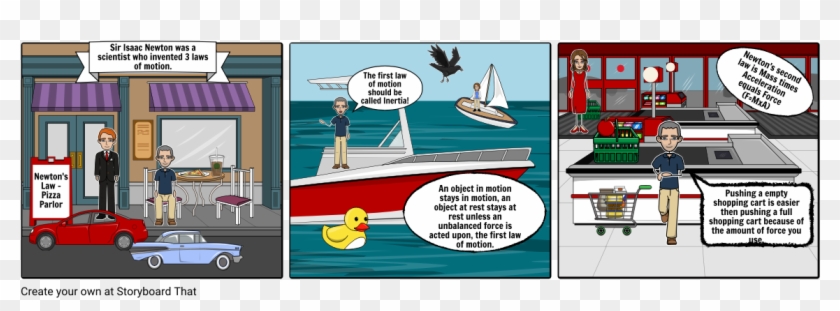 Newton's 3 Laws Of Motion - Newtons 3 Laws Of Motion Storyboard, HD Png  Download - 1164x385(#6112394) - PngFind