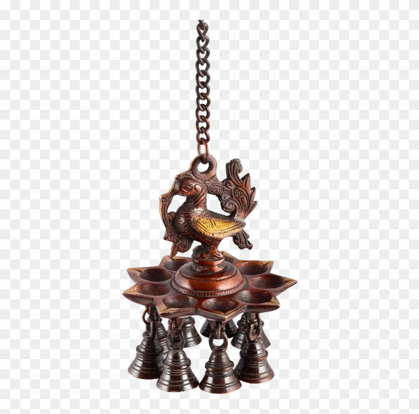 brass hanging peacock diya with bells chain hd png download 500x750 6122297 pngfind brass hanging peacock diya with bells