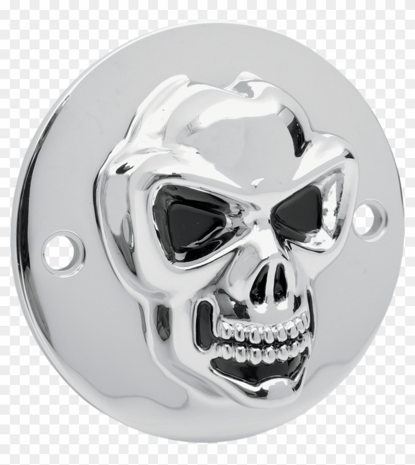 Drag Specialties Split Black Skull Derby Cover Accent Chrome 16 Harley Touring