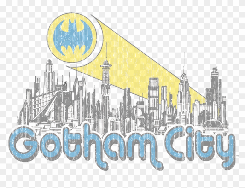 Skyline Transparent Gotham - Youth: Batman-gotham City Distressed, HD Png  Download - 864x609(#6189978) - PngFind