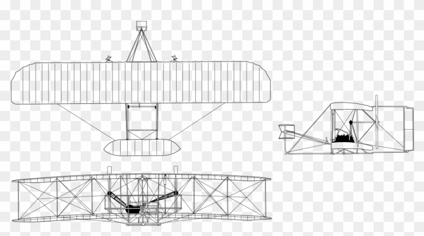 Wright Flyer 1903 3-view - Drawing Of Wright Brothers, HD Png Download