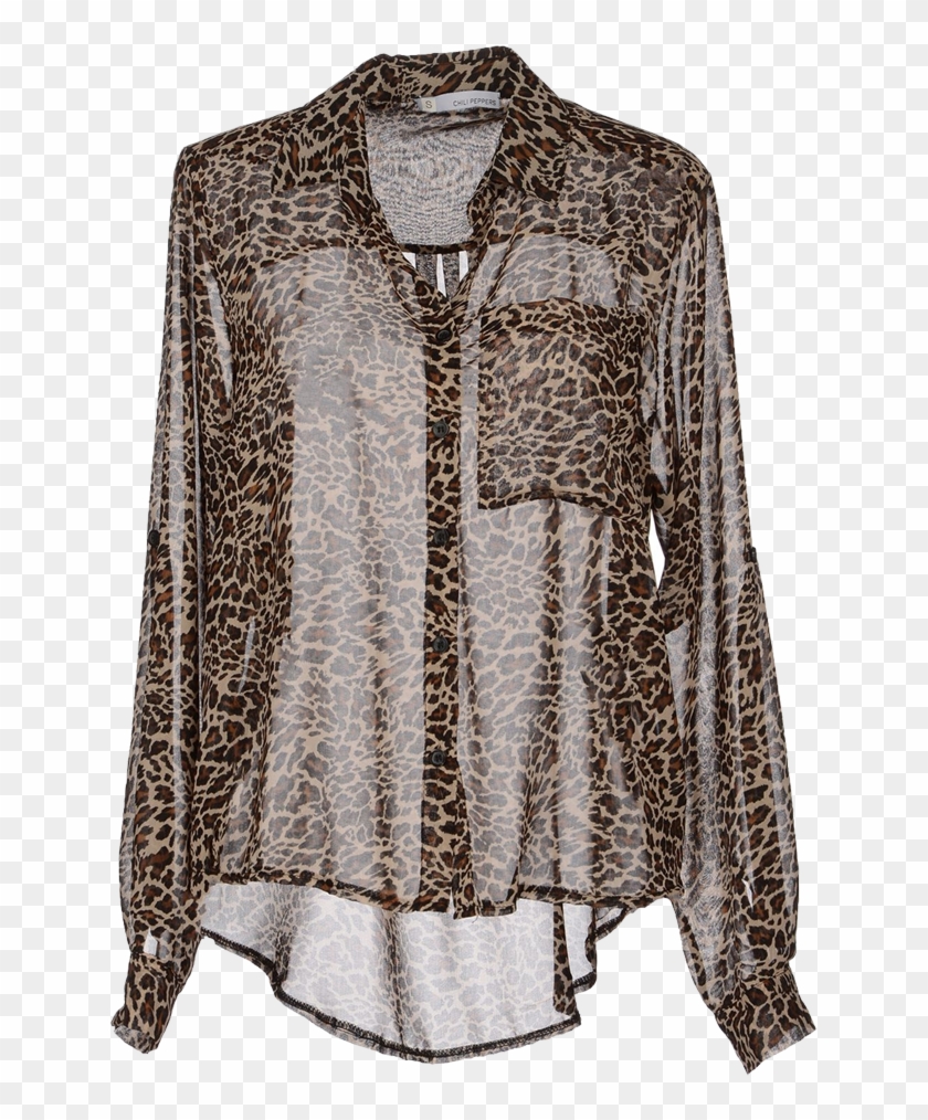 Chilli Peppers Animal Print Sheer See Through Shirt - See Through Leopard  Print Blouse, HD Png Download - 800x958(#621775) - PngFind