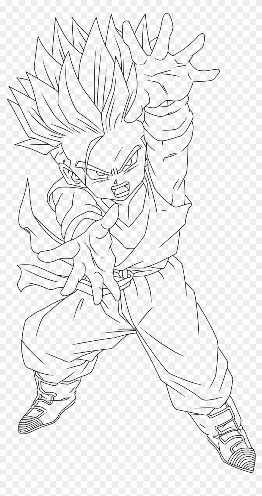Goten And Kid Trunks Lineart Kid Trunks Drawing Hd Png Download