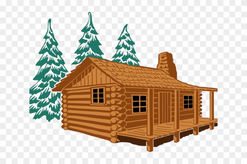 Lodge Clipart Wooden Hut - Log Cabin Drawing, HD Png Download - 640x480