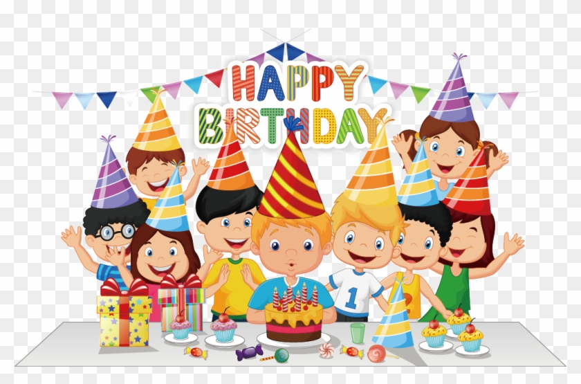 Birthday Cake Party Cartoon - Family Birthday Party Drawing, HD Png