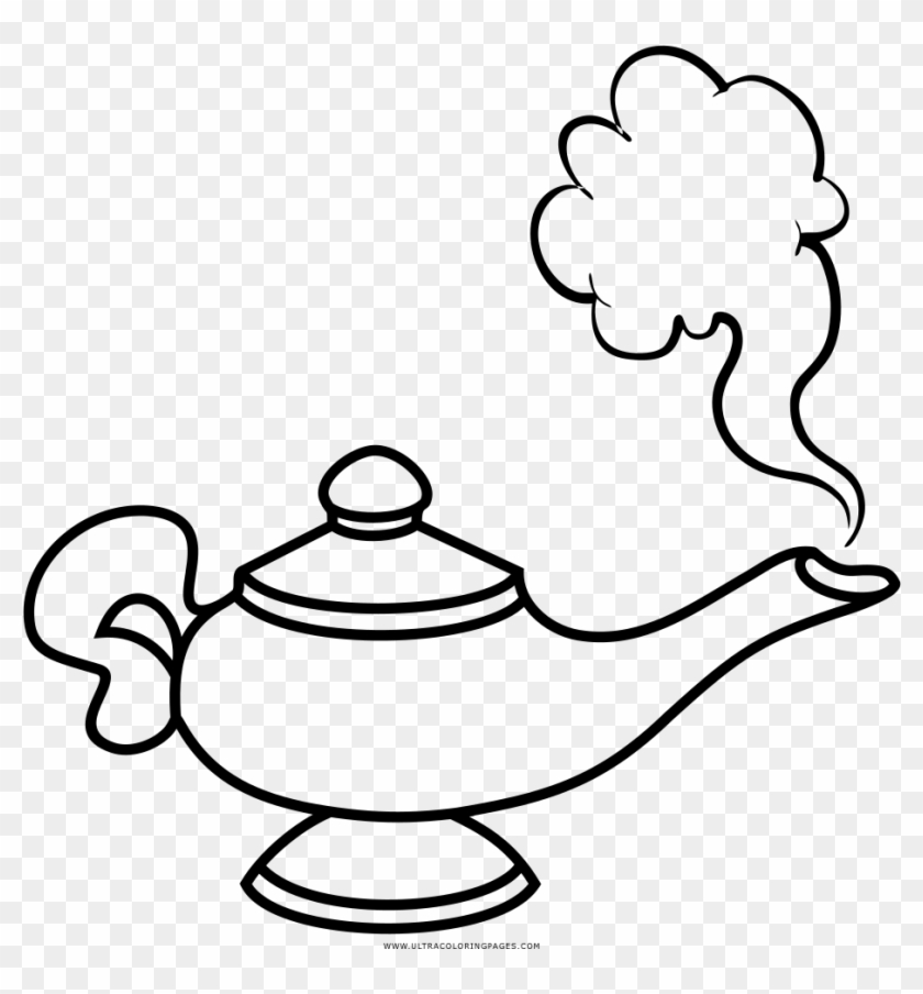 Genie Lamp Coloring Page Aladdin Lamp Clip Art Black And White Hd