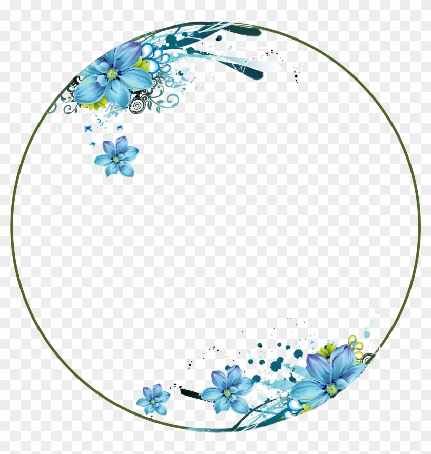 Flowers, Blue, Circle Frame Pink Floral Background, - Blue Flower Circle  Png, Transparent Png - 2515x2532(#6264833) - PngFind