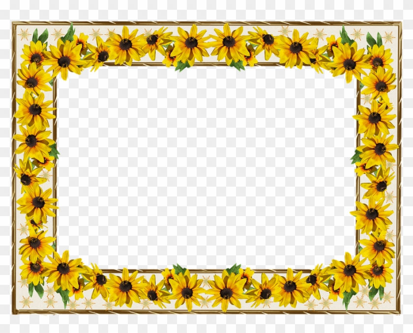 Marco, Oro Borde, Flores De Sol - Gambar Bingkai Bunga Matahari, HD Png  Download - 930x720(#6269452) - PngFind