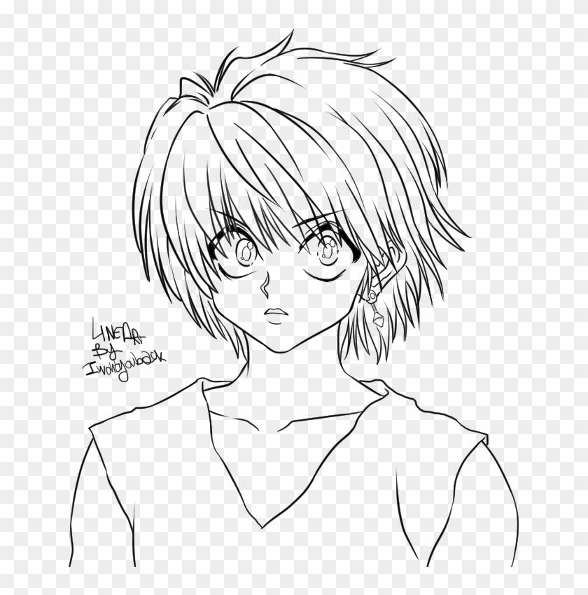Kurapica Red Eye Lineart By Iwontyouback Line Art Hd Png