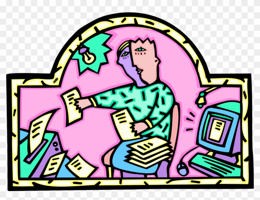 Vector Illustration Of Multitasking Office Worker Printing - Cartoon, HD Png Download - 966x700(#6313321) - PngFind Vector Illustration Of Multitasking Office Worker Printing - Cartoon, HD Png Download - 966x700(#6313321) - PngFind