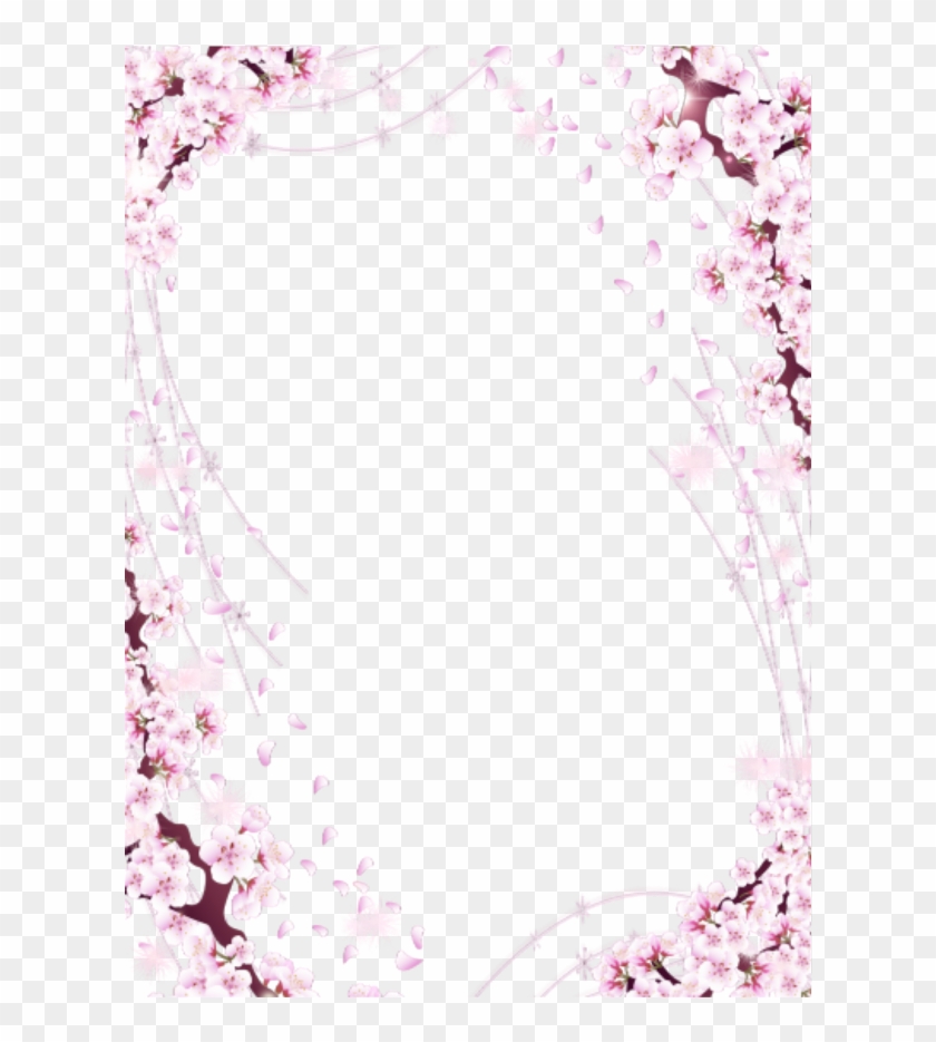 Glitter Frame Png , Png Download - Cherry Blossom Border Transparent