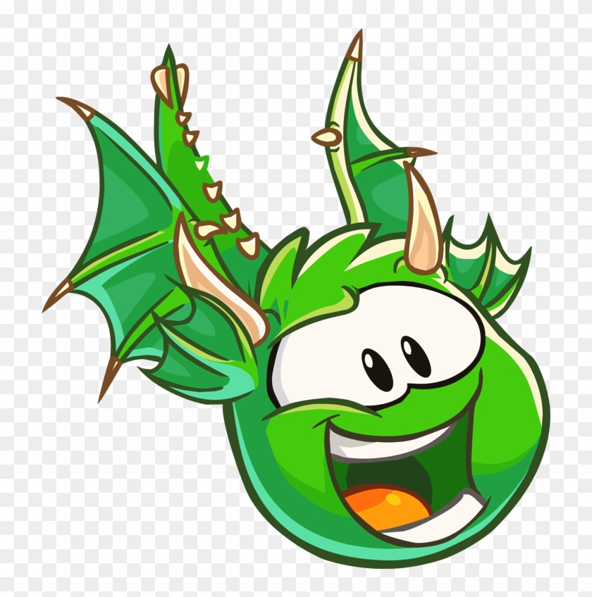Green Puffle Dragon - Club Penguin Dragon Puffle, HD Png Download -  722x768(#6362148) - PngFind