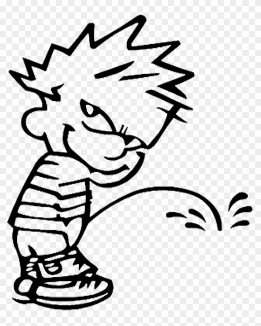 Calvin piss on sticker