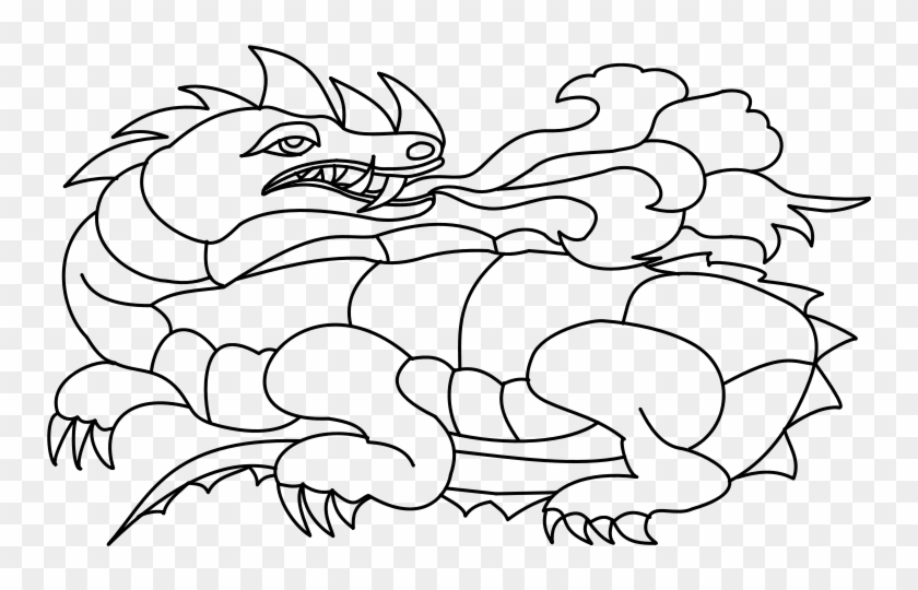 Coloriage Dragon Qui Crache Du Feu, HD Png Download  800x566(#6380844