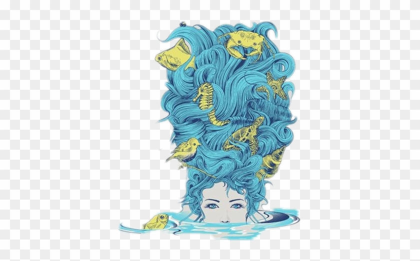 Mermaid Hair Girl Tumblr India Style Pena Art Transparent