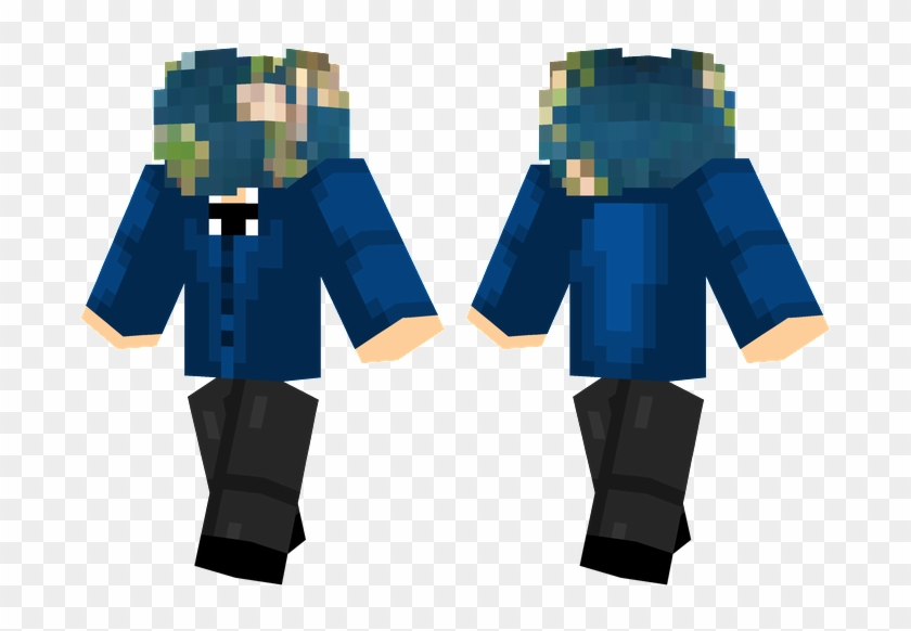 Herobrine Girl with Hood and Blue Hair Fox Minecraft Skin