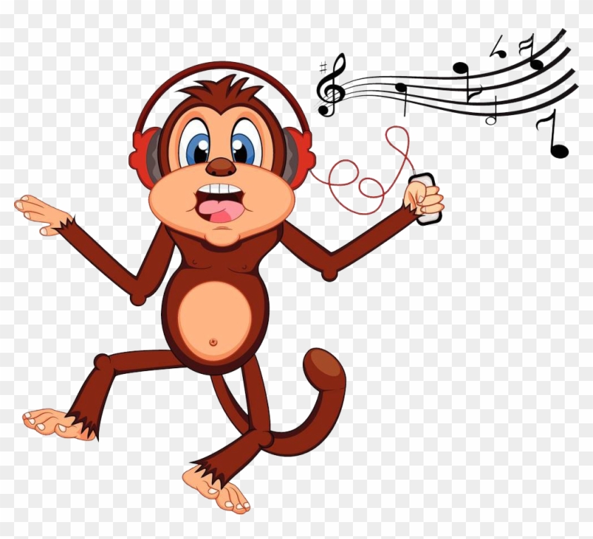 Monkey Dance Art Listen To And Monkeys - Animated Dancing Cartoon Monkey  Png, Transparent Png - 1000x862(#6476624) - PngFind