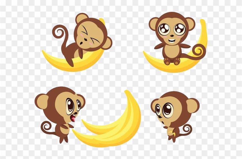 Ape Bananas Monkeys Transprent - Cartoon Monkey With Bananas, HD Png  Download - 600x544(#6476723) - PngFind
