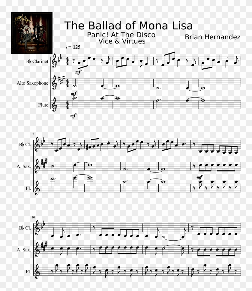 The Ballad Of Mona Lisa Sheet Music Composed By Panic Ballad Of Mona Lisa Alto Sax Sheet Music Hd Png Download 827x1169 6490935 Pngfind