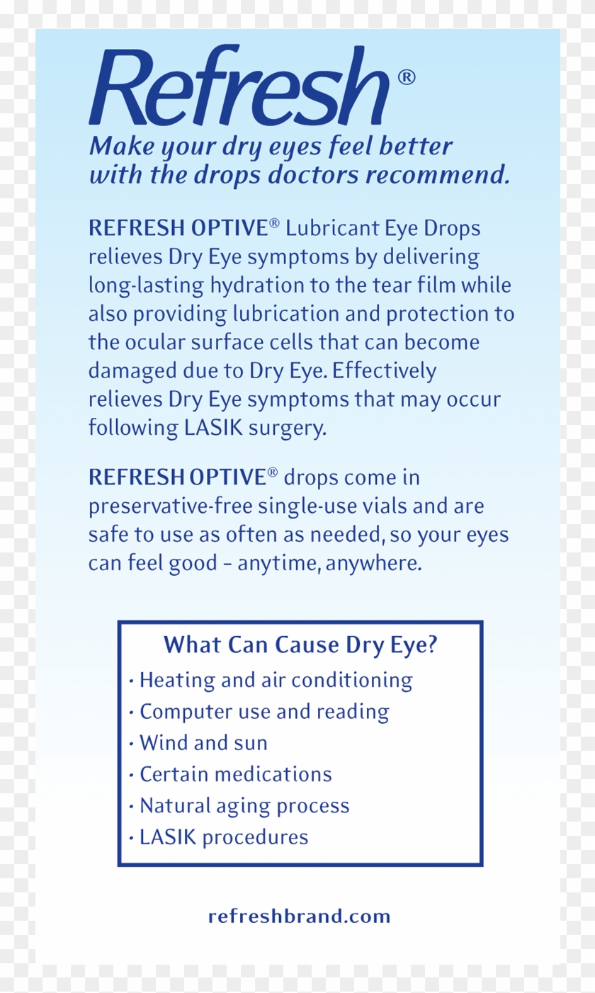 Refresh Optive Lubricant Eye Drops 600 Refresh Plus, HD Png Download