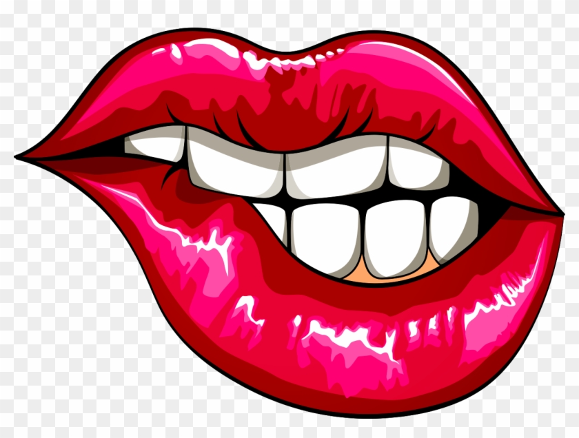 Bite sexy lips drawing  Red lips biting retro icon  Poster for Sale by  Zsuskaa  Redbubble