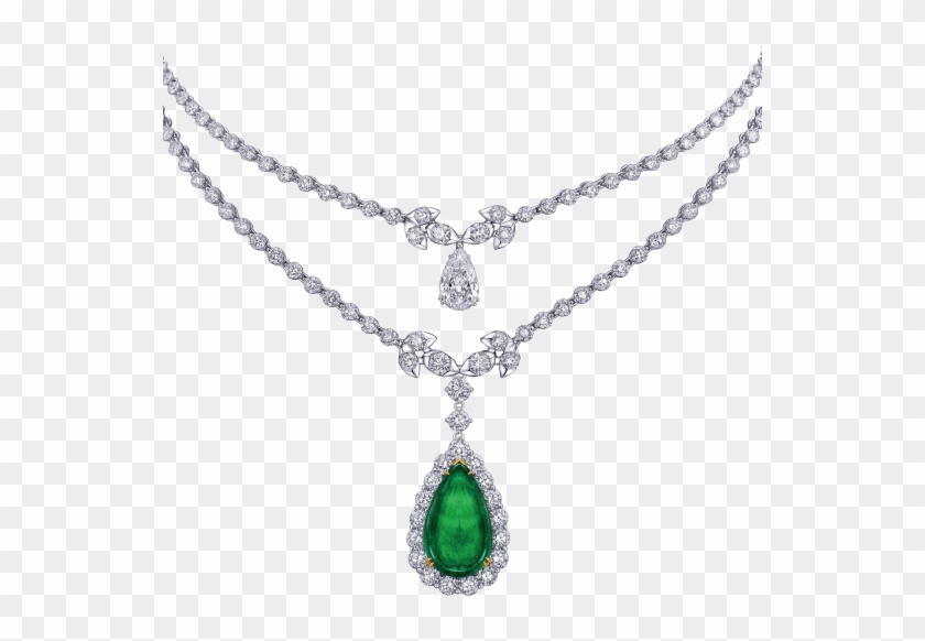 Cabochon Emerald And Diamond Pendant - Diamond Necklace With Emerald ...