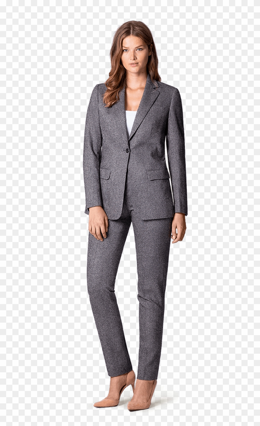 Grey Tweed Pant Suit - Tuxedo, HD Png Download - 437x1303(#6520121 ...