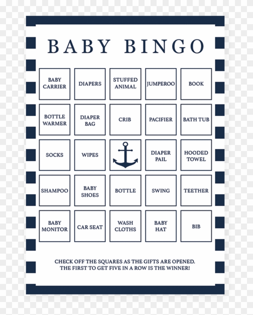 Bingo Cards Png - Baby Shower Bingo Nautical, Transparent Png -  819x1024(#6520299) - PngFind