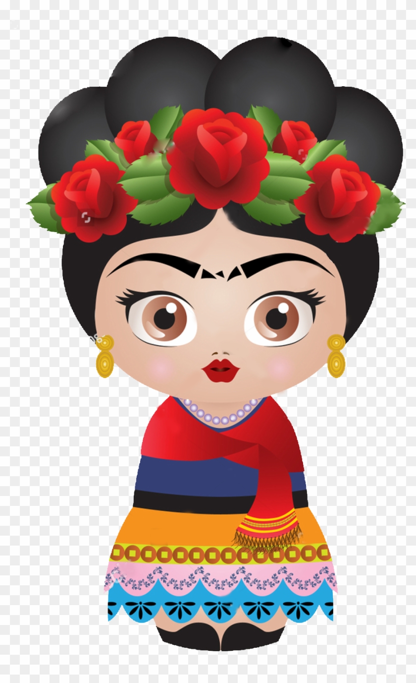 Enchiladas Rojas Cartoon Cute Frida Kahlo, HD Png Download 952x1500