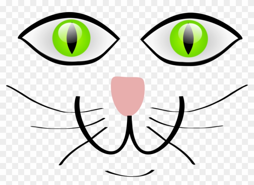 Face Transparent Cartoon Cat 6 Clipart - Cat Eyes Clip Art Black And White,  HD Png Download - 1024x699(#664203) - PngFind