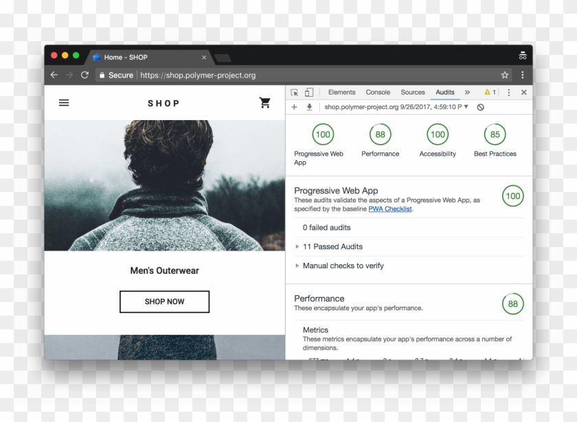 A Lighthouse Report In Chrome Devtools - Progressive Web Apps Tools, HD ...
