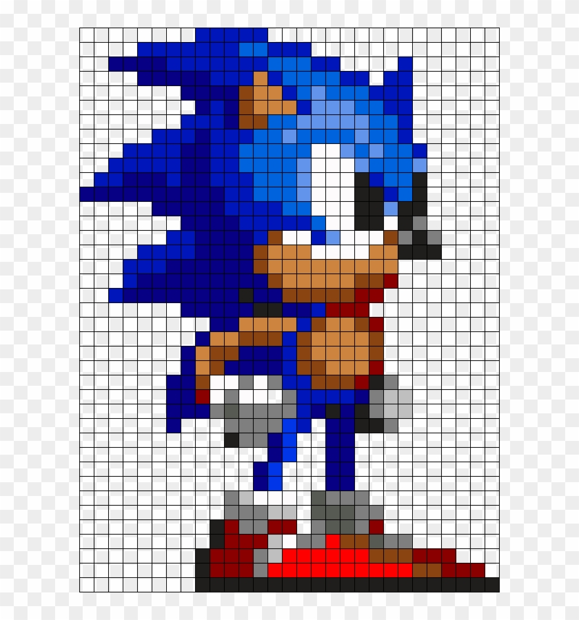 Sonic The Hedgehog Sprite Perler Bead Pattern, Bead Sprites
