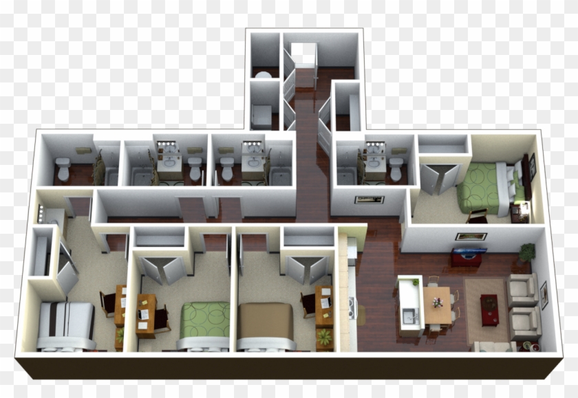 Floor Plans 4 Bedroom Luxury Apartment, HD Png Download