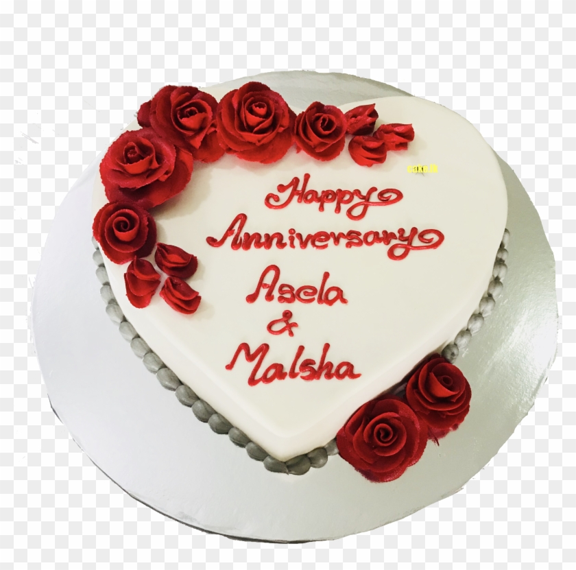 Red Roses Anniversary Cake Birthday Cake Hd Png Download