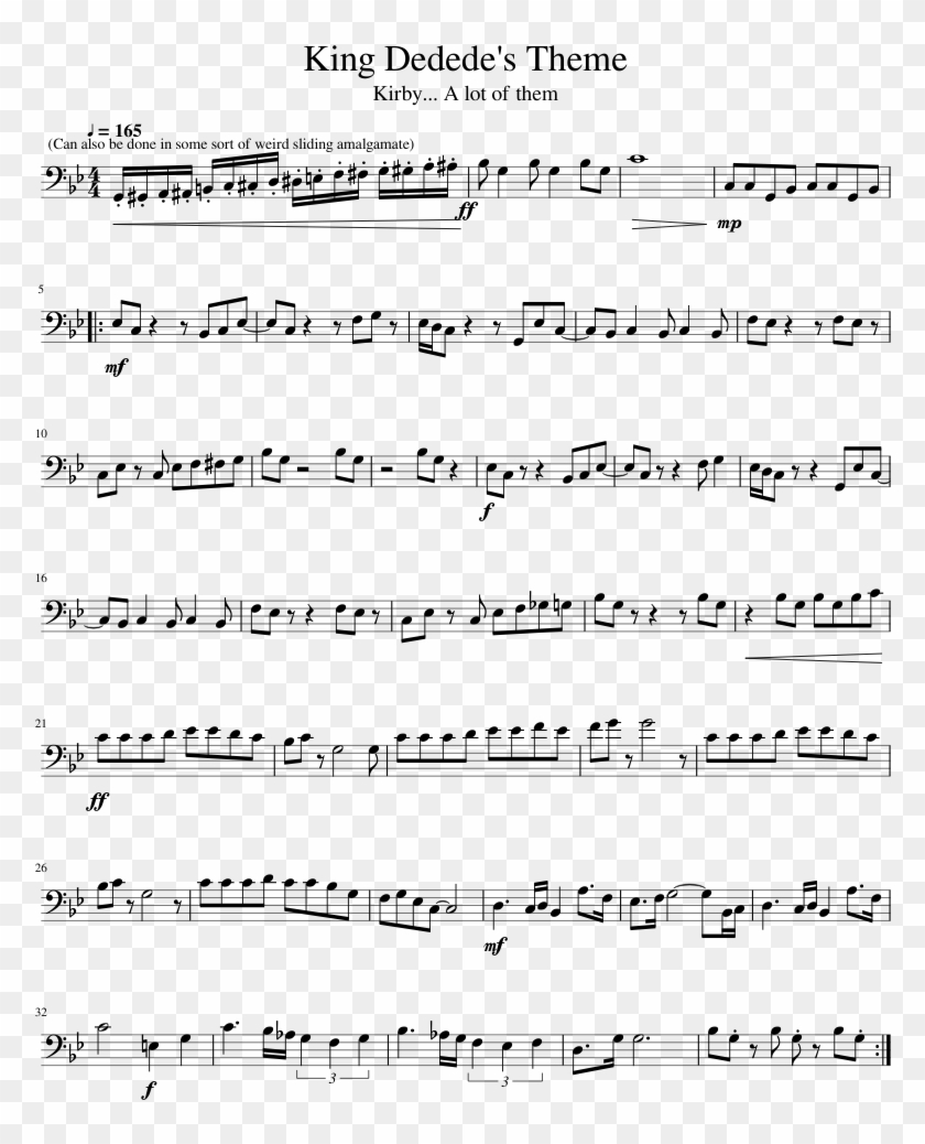 King Dedede S Theme La Vie En Rose Trumpet Sheet Music Hd Png Download 850x1100 Pngfind