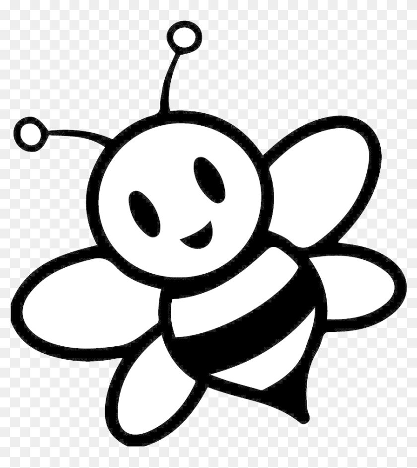 Bee Clipart Black And White Wallpaper Hd Images Honey - Cartoon Bee Black  And White, HD Png Download - 859x923(#6706438) - PngFind