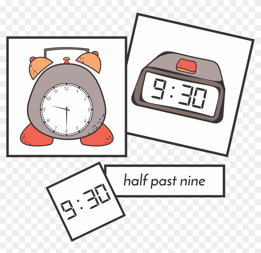 Half Past - Digital Clock Cartoon Clipart, HD Png Download -  1600x1476(#6731212) - PngFind