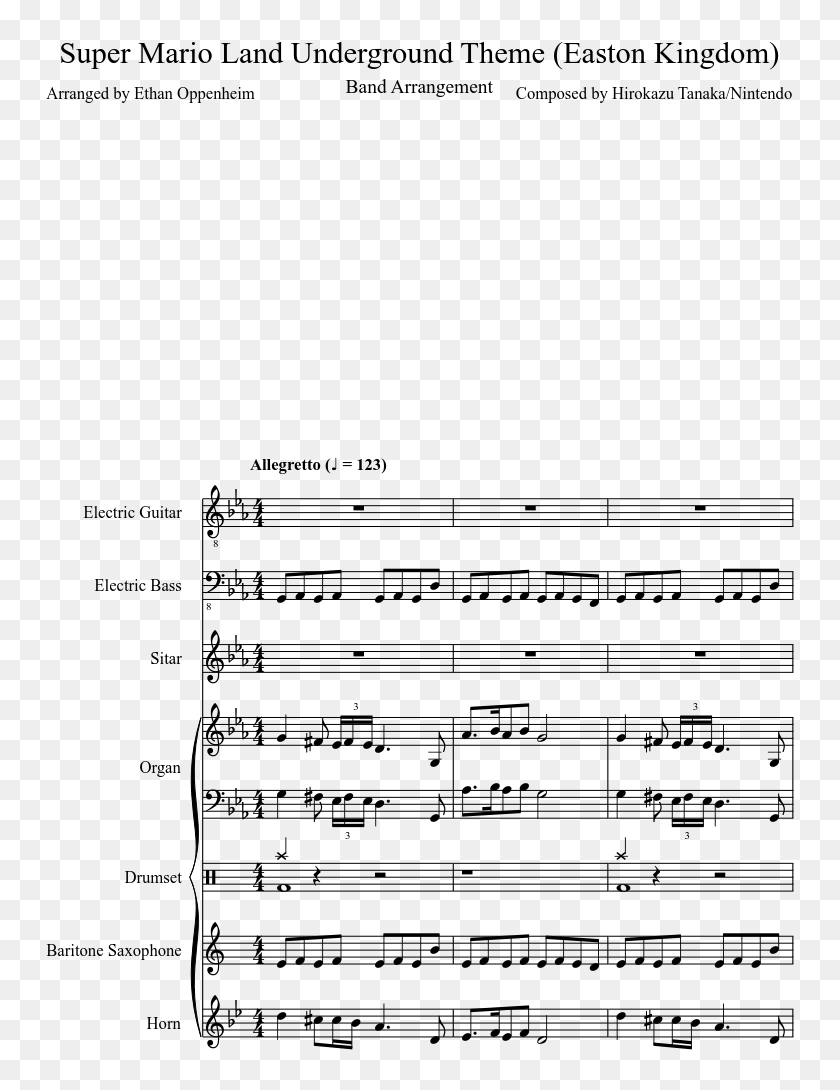 Super Mario Land Underground Theme Sheet Music Hd Png Download 827x1169 6733562 Pngfind