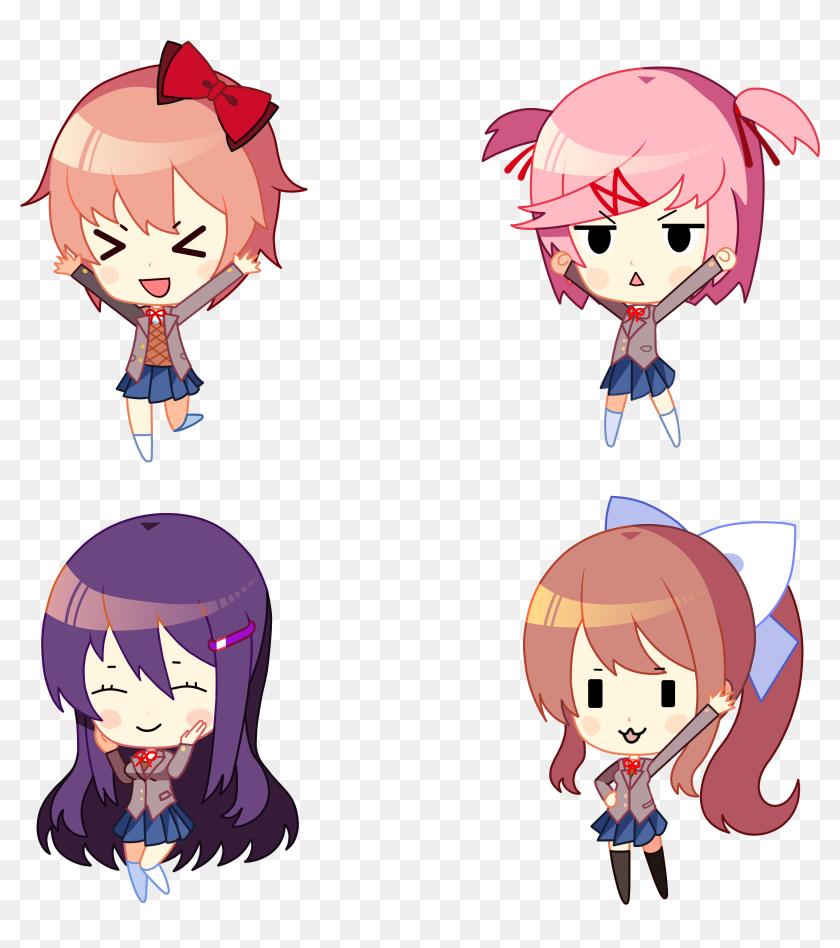 Free download, Doki Doki Literature Club! Chibi Mangaka Anime Art, Chibi  transparent background PNG clipart