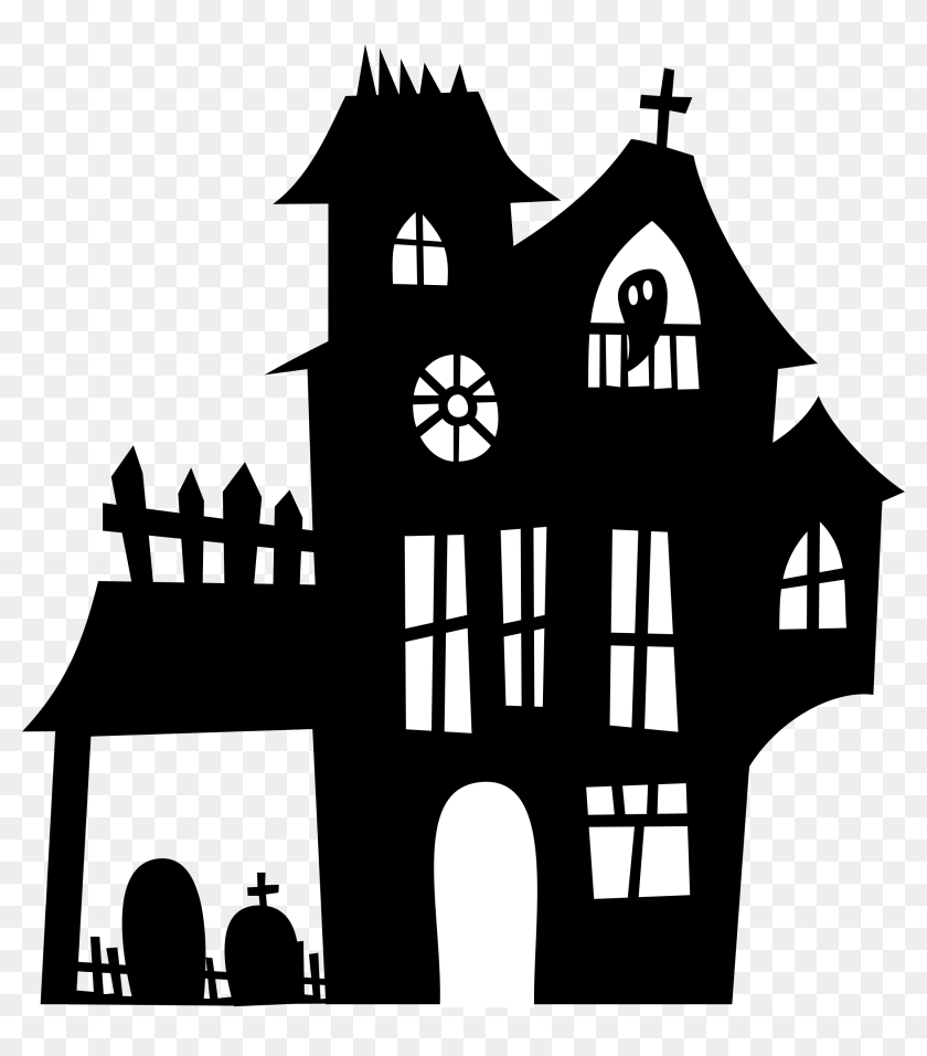 Haunted House Clip Art - Haunted House Clip Art Black And White, HD Png