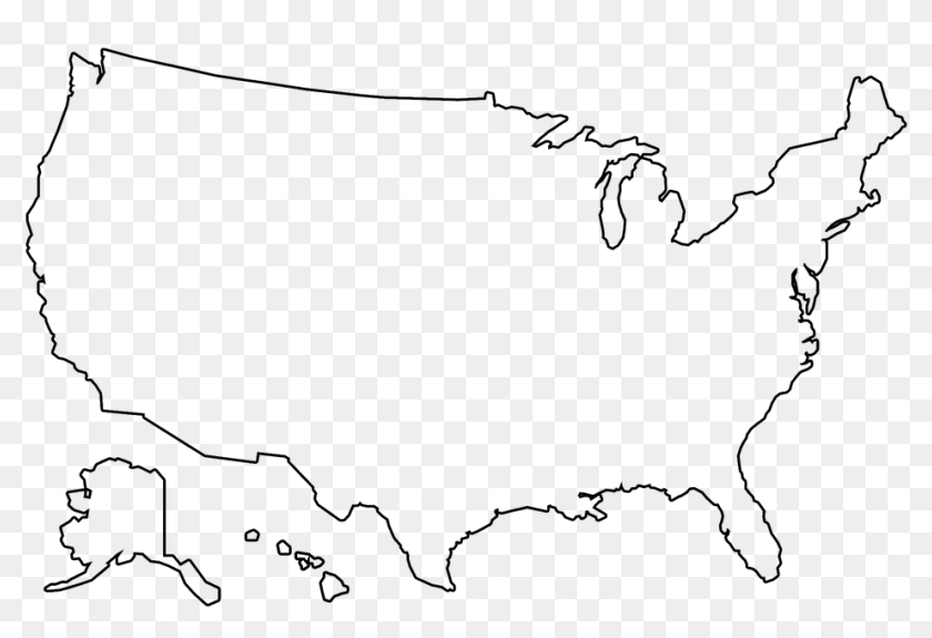 Transparent Us Maps Clipart - Transparent Us Map Outline, HD Png