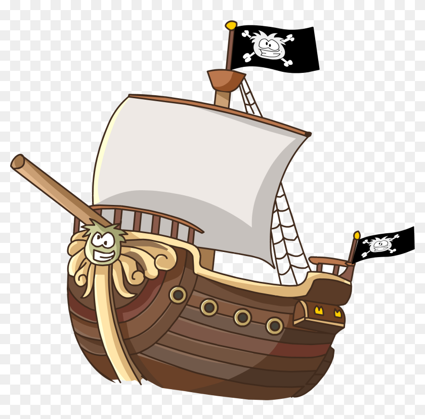 Cartoon Ship Piracy Clip Art - Pirate Ship Cartoon Free, HD Png Download -  1900x1784(#6810100) - PngFind