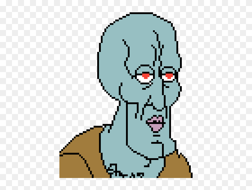 Handsome Squidward Pixel Art, HD Png Download 600x600