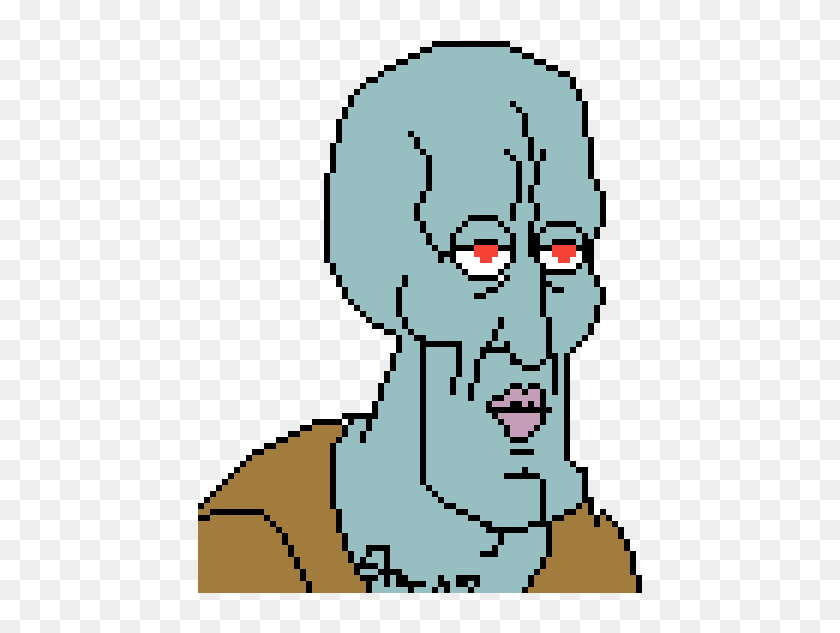 Handsome Squidward Pixel Art Hd Png Download 600x600